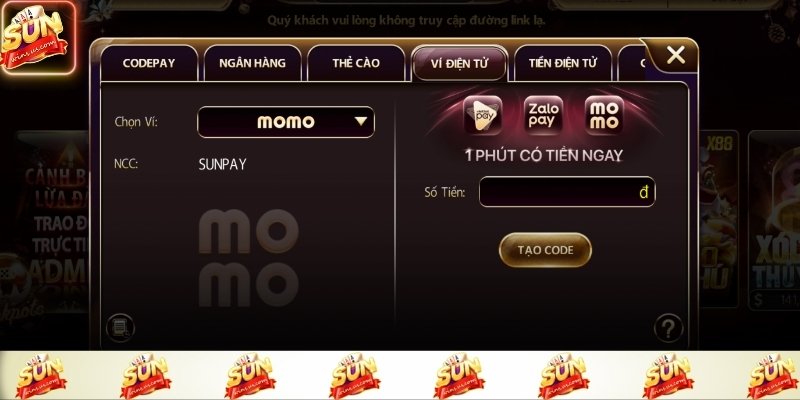 Truy cập bước đầu trong giao dịch nạp tiền Sunwin
